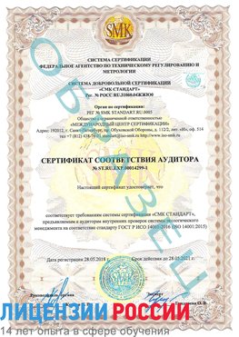 Образец сертификата соответствия аудитора №ST.RU.EXP.00014299-1 Еманжелинск Сертификат ISO 14001